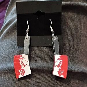 Red and Black Cleaver Earrings